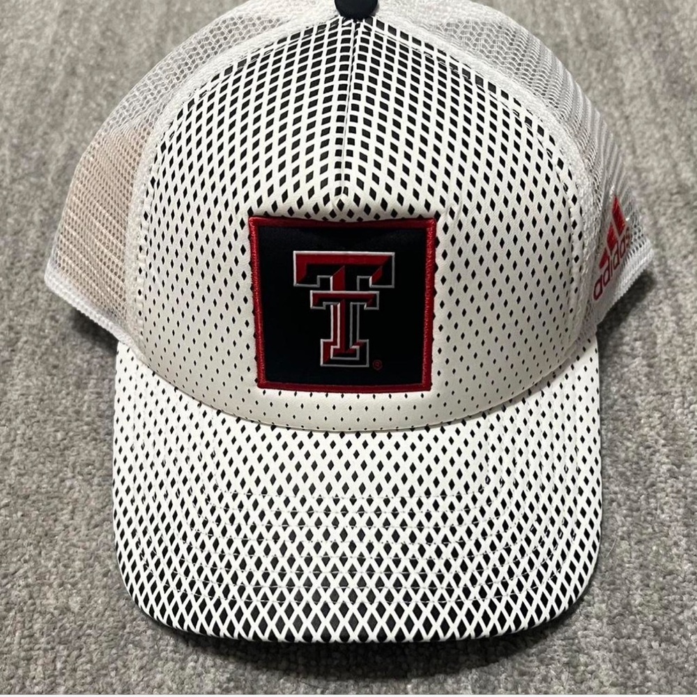 Adidas Texas Tech White Mesh Cap with Red and Black Accents